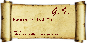 Gyurgyik Iván névjegykártya