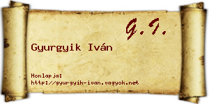 Gyurgyik Iván névjegykártya
